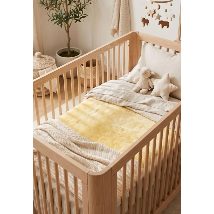 Bettauflage 120 x 60 cm aus Lammfell pflanzliche Gerbung – Bild 1