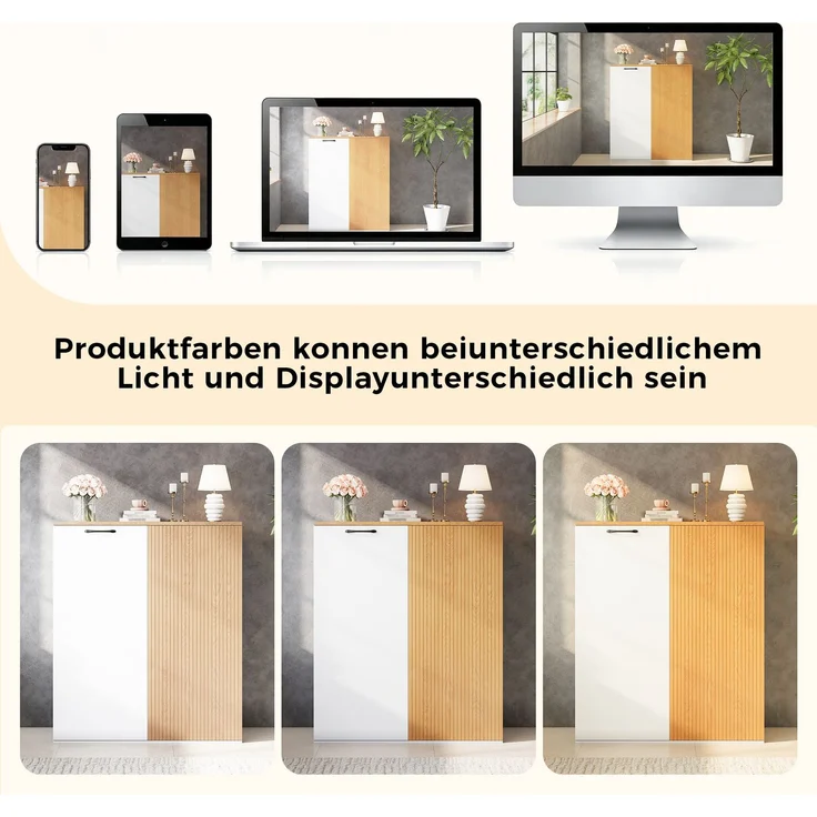 Schreibtisch-Set 140x50x78/92 cm mit Aktenschrank 80x40x110 cm, MDF in Weiß/Eiche – Bild 10