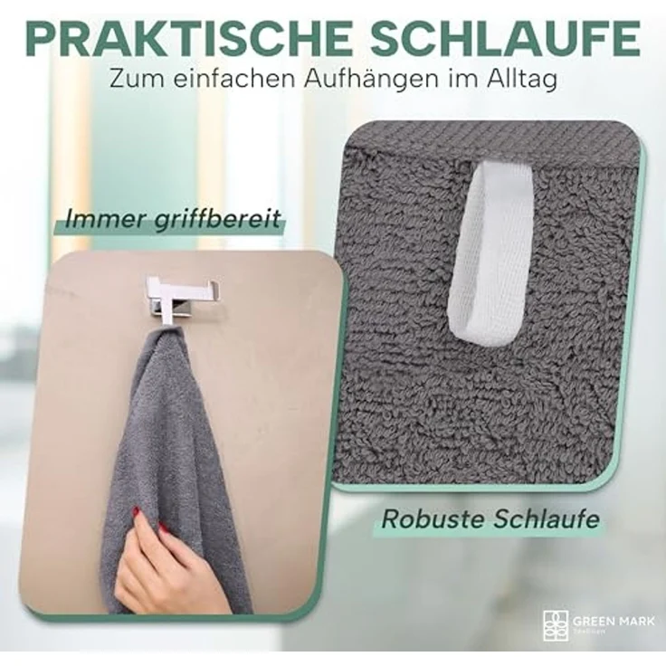 NatureMark 8er Spar-Pack Frottier Handtücher, Handtuch-Set, 50x100 cm, Anthrazit grau, 100% Baumwolle – Bild 6