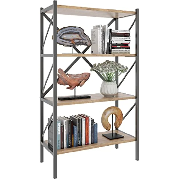 MID.YOU Regal Mid.you in Honigeiche, 4 Fächer, 66x121x34 cm, stehendes Bücherregal aus Holzwerkstoff – Bild 1