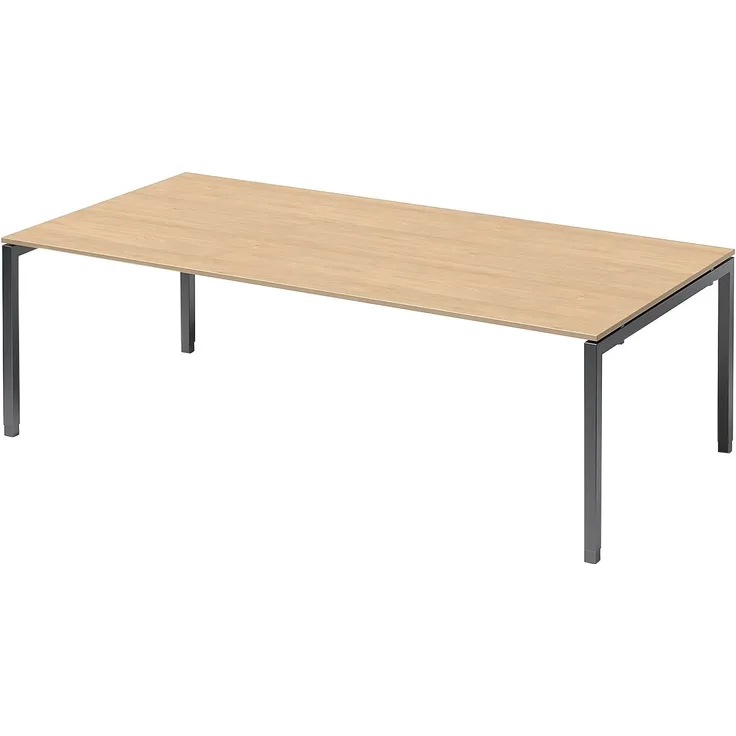 BISLEY Cito Chefarbeitsplatz/Konferenztisch, 650-850 mm höheneinstellbares U-Gestell, Metall, Mp334 Dekor Ahorn, Gestell Anthrazitgrau, 120 x 240 x 85 cm