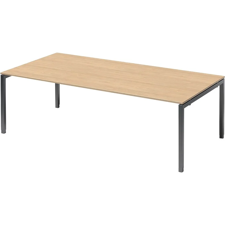 BISLEY Cito Chefarbeitsplatz/Konferenztisch, 650-850 mm höheneinstellbares U-Gestell, Metall, Mp334 Dekor Ahorn, Gestell Anthrazitgrau, 120 x 240 x 85 cm