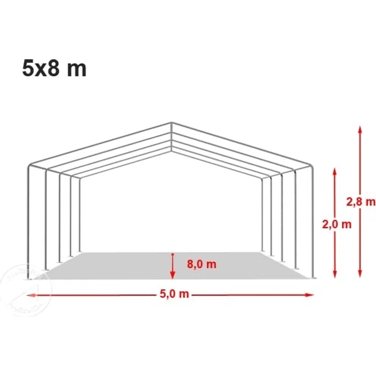 TOOLPORT Lagerzelt 5x8 m Zelthalle Unterstand Weidezelt PVC Plane 700 N wasserdicht in dunkelgrün – Bild 10