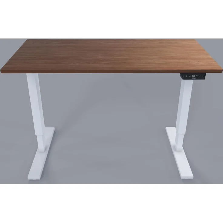 Bisley Home Tisch, Metall, Gestell 396 weiß Platte 008 Lincoln walnuss, Medium