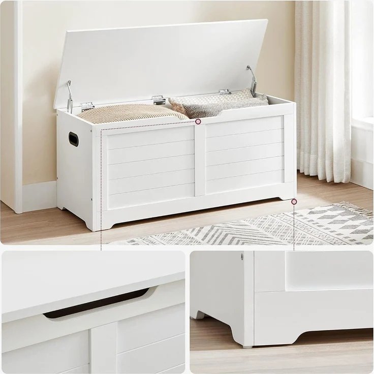 Vasagle Sitzbank bzw. Sitztruhe, weiß, 100 x 40 x 46 cm – Bild 8