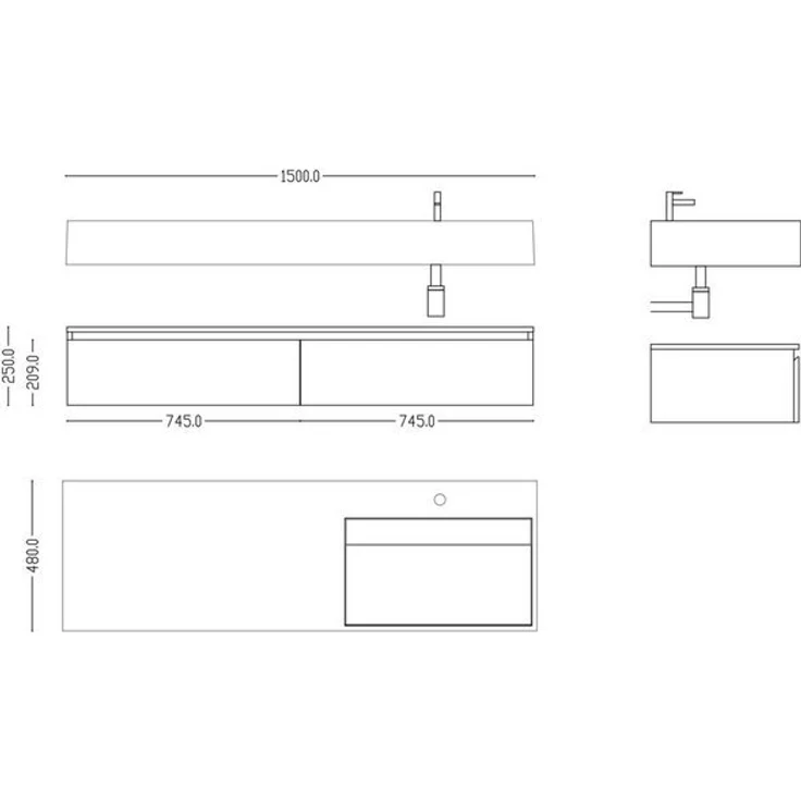doporro Waschbeckenunterschrank Badmöbel Set Holzstruktur Schubladen Unterschrank Soft-Close MDF UP – Bild 4