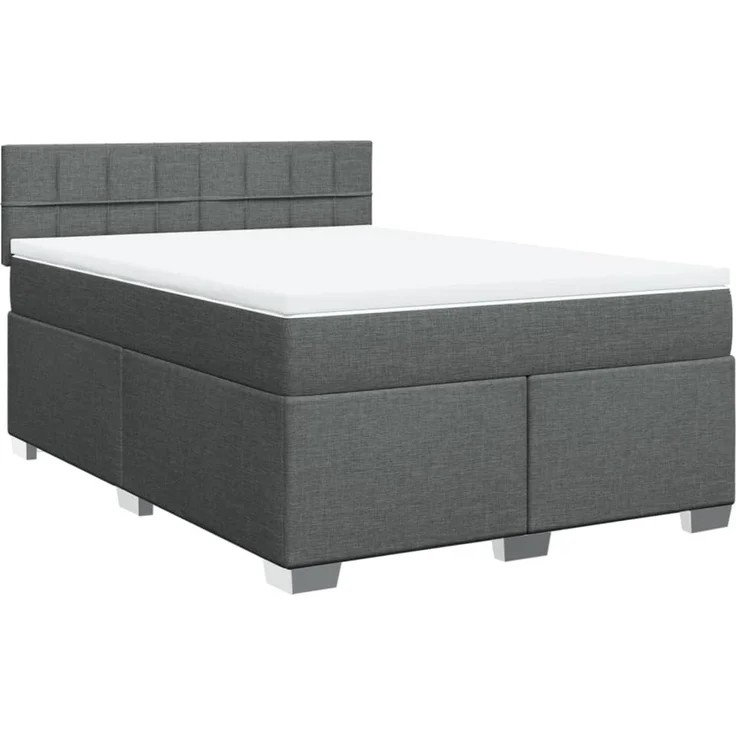 vidaXL Boxspringbett mit Matratze Dunkelgrau 140x200 cm Stoff 3285912 – Bild 2