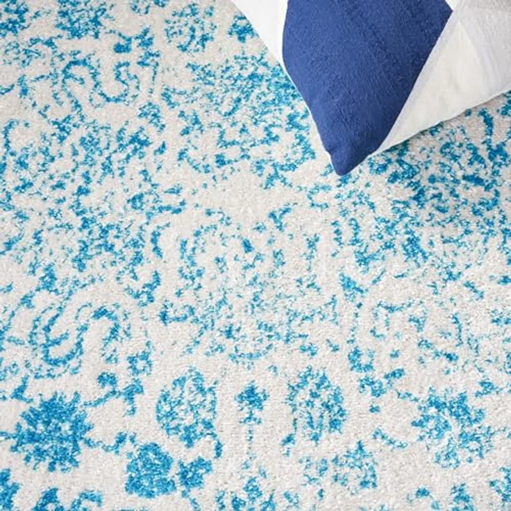 Safavieh Teppich 183x274 cm - Adirondack Collection - Transitional Design, Elfenbein & Petrol, Pflegeleichte Synthetikmischung, Ideal für Wohnzimmer, Schlafzimmer, Büro | 1 cm Flor, Teppich für den Innenbereich, langlebig, kinder- und haustierfreundl... – Bild 4