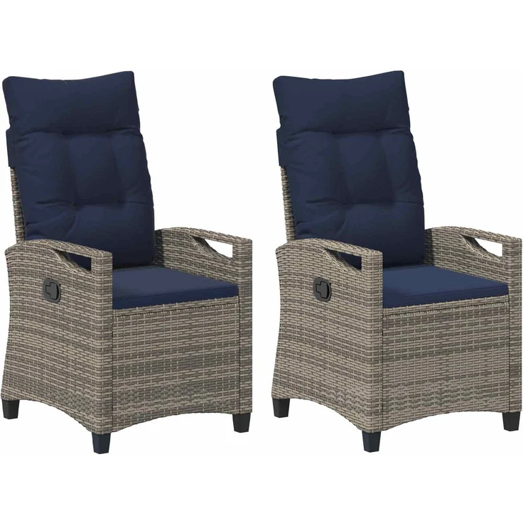 vidaXL Gartenstuhl 2 pcs Grau und Marineblau 56 x 60 x 112 cm 42026837 – Bild 2