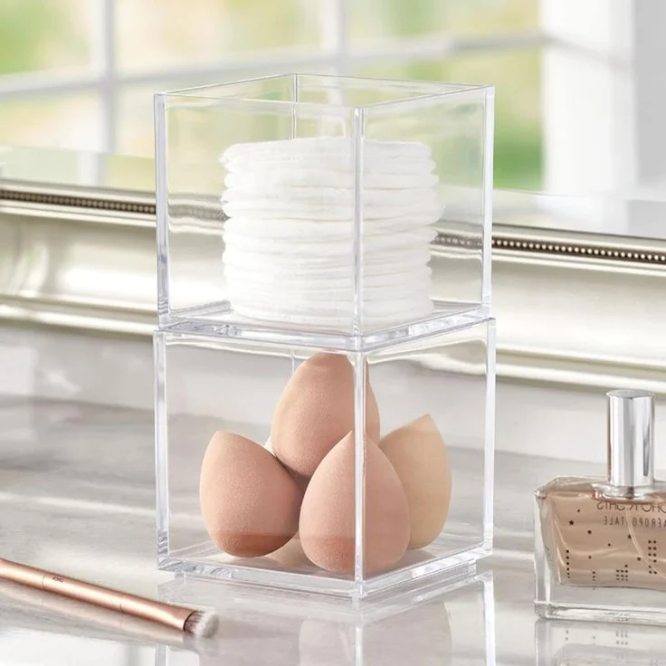 mDesign Kosmetik Organizer Aufbewahrung Ablage 3er-Set quadratisch Transparent – Bild 3