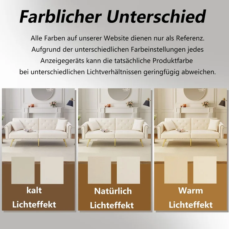 Schlafsofa mit unabhängig verstellbarer Doppel-Rückenlehne, eleganter Samtstoff, vergoldete Metallfüße,mit 3-facher Rückenverstellung – Bild 9