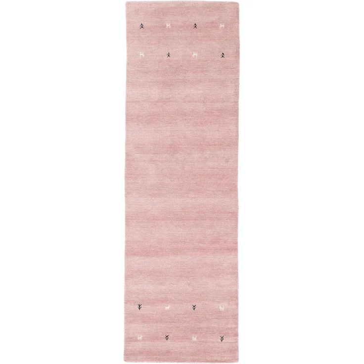 carpetfine 'Gabbeh Uni' Wollteppich, reine Wolle, Rosa, 80 x 300 cm – Bild 1