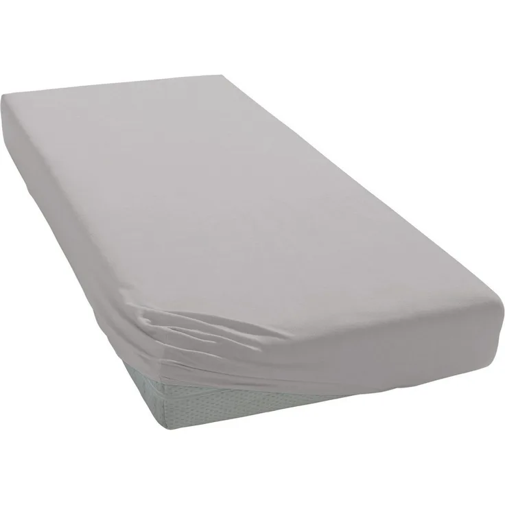 Janine Mako-Jersey Spannbetttuch Spannbettlaken 100% naturreine Baumwolle 90-100cm x 190-200cm 28 platin