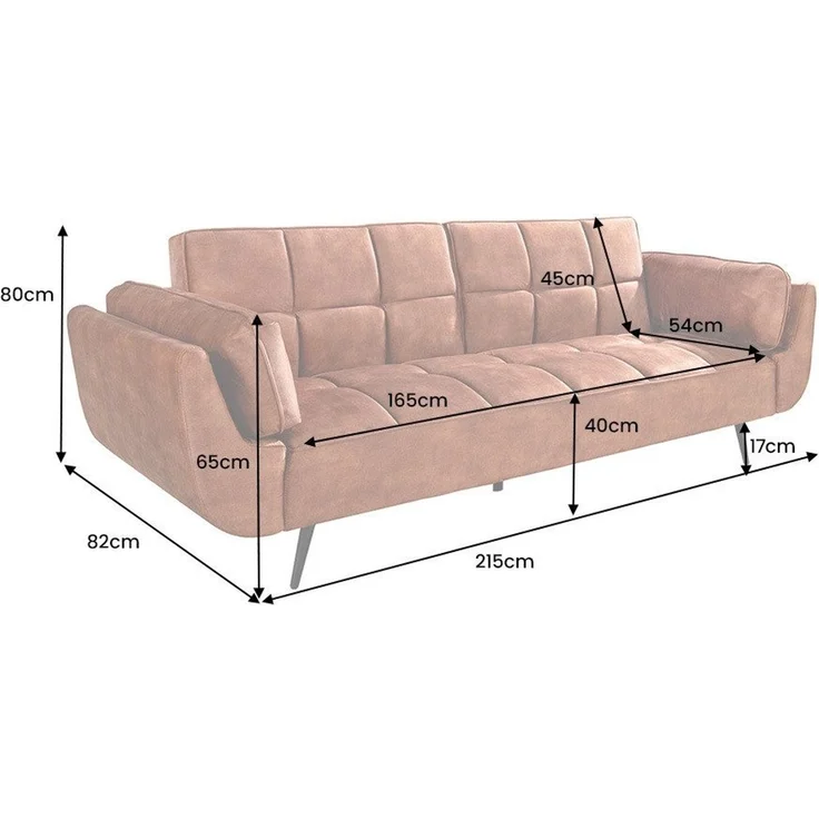 riess-ambiente Schlafsofa BOUTIQUE 215cm rostbraun/schwarz - Samt, Bettfunktion, Daybett, Einzelartikel 1 Teile, Retro Couch inkl. Kissen - ideal für Wohn-, Ess- und Schlafzimmer – Bild 3