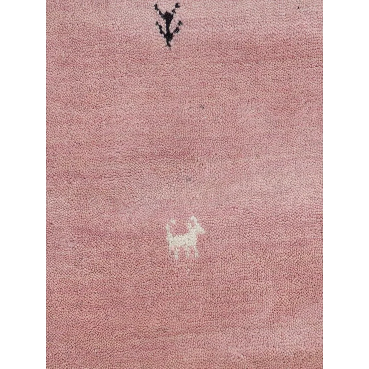 carpetfine 'Gabbeh Uni' Wollteppich, reine Wolle, Rosa, Ø 120 cm – Bild 6