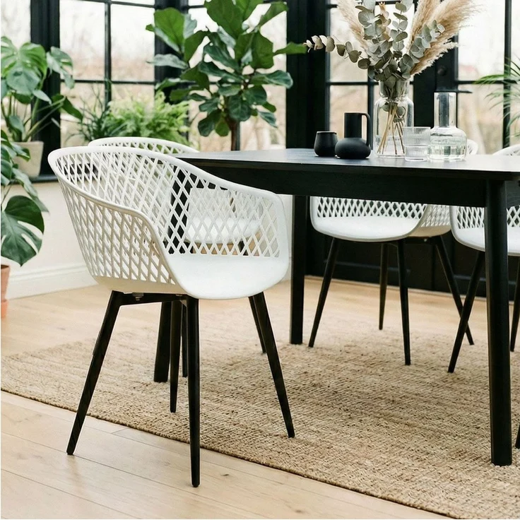 IDIMEX Gartenstuhl MADEIRA (4 St), Outdoor Stühle 4er Set UV-beständig für Indoor & Outdoor Schwarz/Weiß – Bild 5