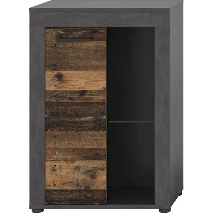 xonox. home Wohnen Jam X8BB4T40 Vitrine Glasvitrine Dekoschrank Glas-Kommode in Old Wood/Matera Nachbildung, ca. B/H/T: 60 x 86 x 35 cm – Bild 5