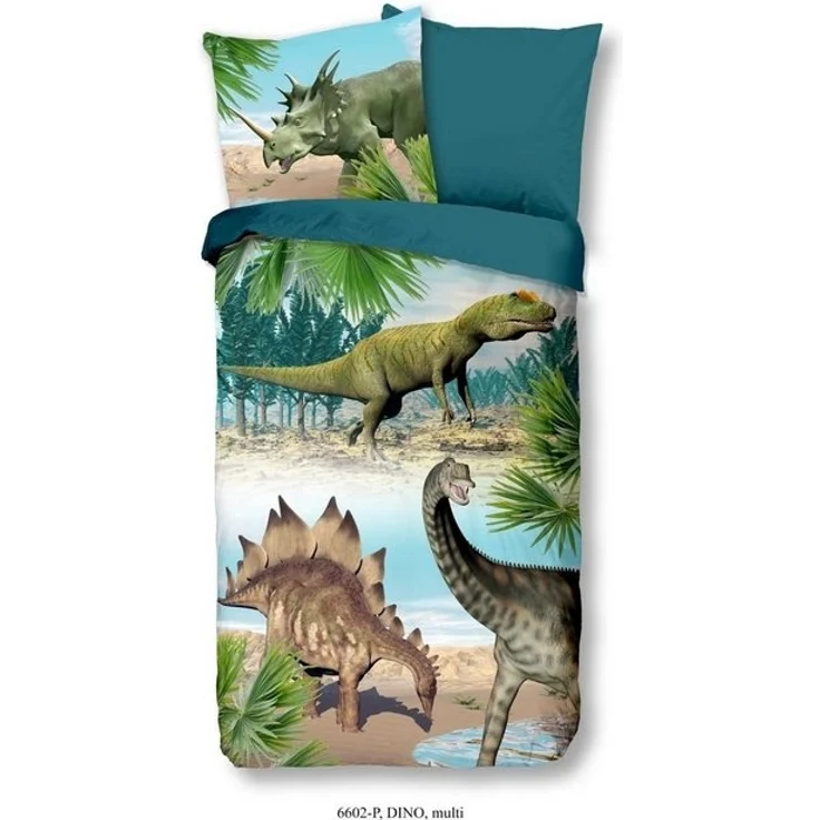 Soma Renforcé Pastell Bettwäsche-Set 2 teilig Bettbezug 2tlg 135x200cm Kopfkissenbezug 80x80cm (Dino dunkel grün) – Bild 4