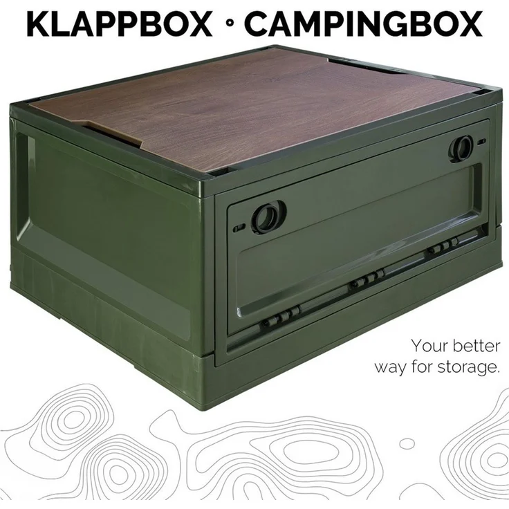 Trucky Faltbox Storage Box 35 L Camping Klappbox Klappkiste faltbar 47x35x24 cm Grün – Bild 2