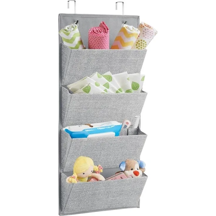 Hängeorganizer Tür System Hängeaufbewahrung mDesign 4 Fächer Grau Organizer