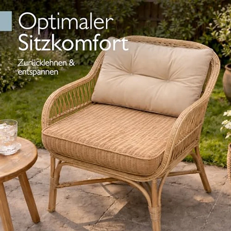 Beautissu Lounge Kissen Outdoor Rückenkissen 70x40x12 cm – wetterfest, schmutzabweisend, polster, beige – Bild 5