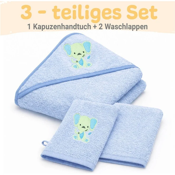 Babykajo Kapuzenhandtuch, Frottee (1-St), Kuschliges Baby Handtuch mit Waschlappen