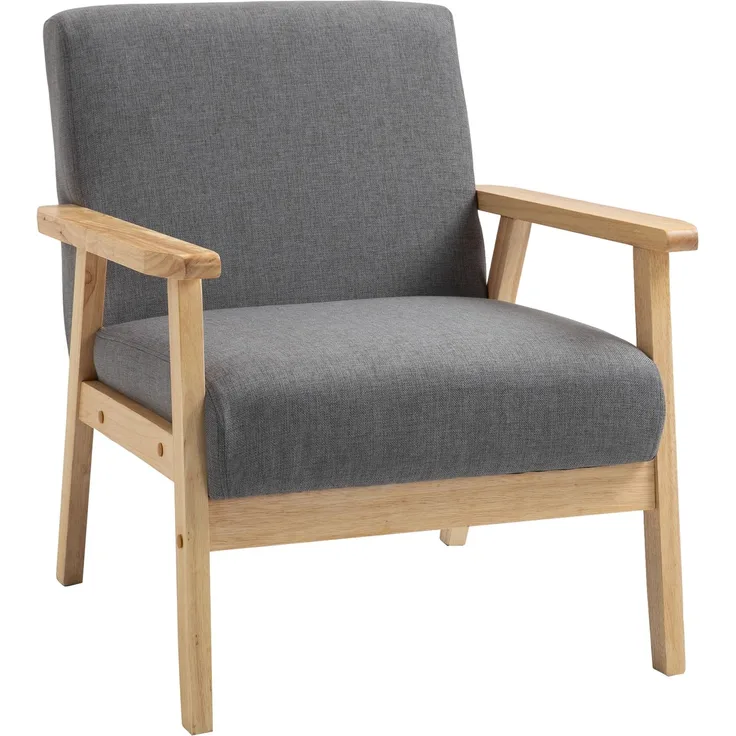 Ohrensessel, Loungesessel mit Armlehnen, Esszimmerstuhl, Relaxsessel in Leinenoptik, Polstersessel, Grau, 64 x 70 x 72 cm--Grau--64x70x72cm--YOUDENOVA