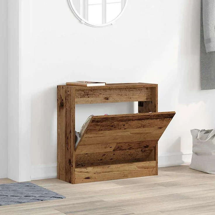 vidaXL Schuhschrank mit Regal Altholz 60 x 21 x 57 cm Holzwerkstoff 869099 – Bild 3