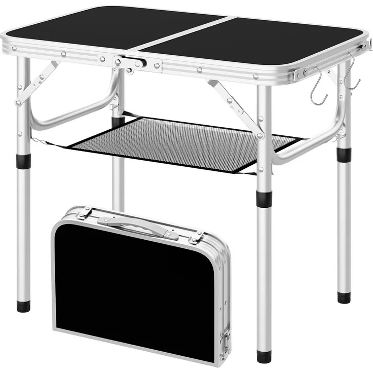 Woltu Klapptisch, höhenverstellbar 25/36/50/60 cm, Campingtisch 60x40 cm Tischplatte