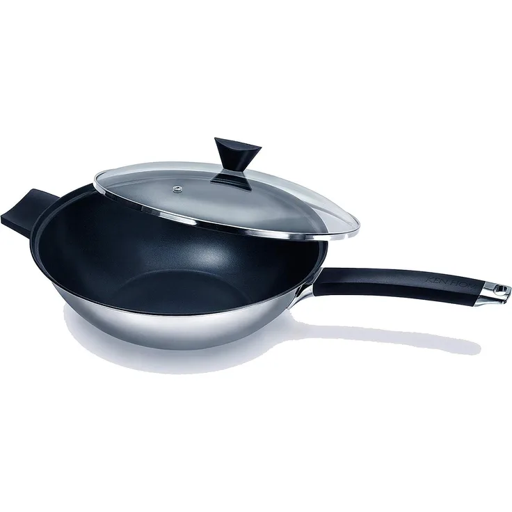 KEN HOM Non Stick Stainless Steel 2pce Wok and Glass Lid
