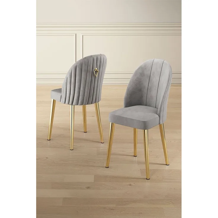 Skye Decor 'Mara - Grey, Gold' Stuhlset (2-teilig), Grau / Gold, 44 x 90 x 42 cm