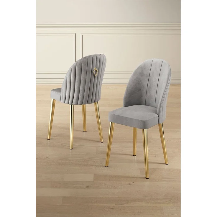 Skye Decor 'Mara - Grey, Gold' Stuhlset (2-teilig), Grau / Gold, 44 x 90 x 42 cm – Bild 1