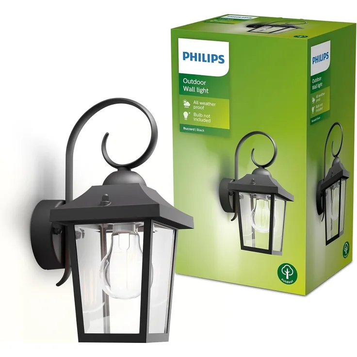 Philips Buzzard wall lantern black 1x60W 230V