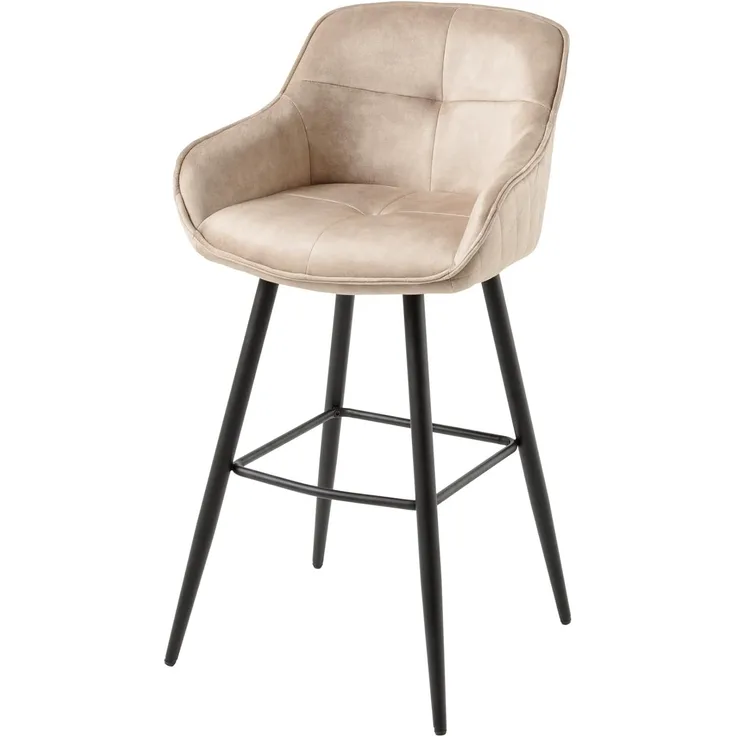 riess-ambiente Barhocker EUPHORIA champagner greige / schwarz (Einzelartikel, 1 St), Esszimmer · Samt · Edelstahl · mit Lehne · Tresenstuhl · Barock Design