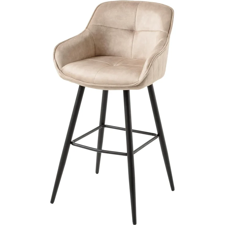 riess-ambiente Barhocker EUPHORIA champagner greige / schwarz (Einzelartikel, 1 St), Esszimmer · Samt · Edelstahl · mit Lehne · Tresenstuhl · Barock Design