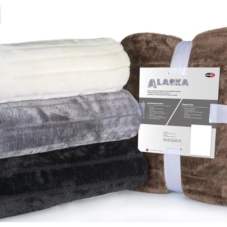 Wohndecke Alaska Kuscheldecke Sofa Felloptik Pelzimitat XXL 200x240cm natur, CelinaTex, allergikergeeignet,bügelfrei,flauschig,kuschelweich,mollig warm – Bild 2