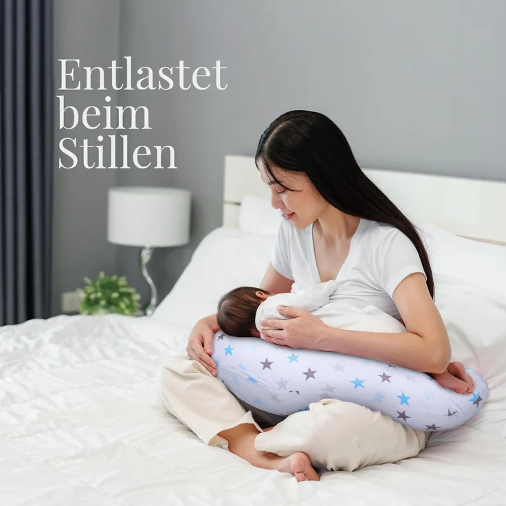 Schwangerschaftskissen - Seitenschläferkissen Weiß ( Sterne Bunt ) – Bild 7