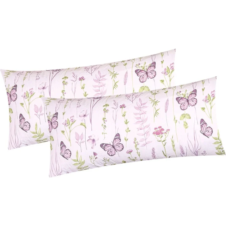 Heubergshop Kissenbezug, (2 Stück), 2er Set 40x80cm Geblümt Kissenhülle Baumwolle (EW-Schmetterling-40x80)