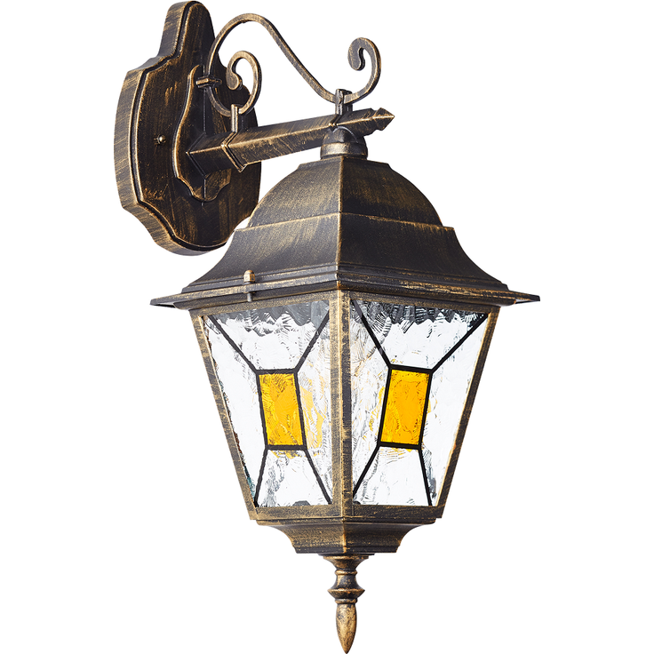 Brilliant Janel Außenwandleuchten - 1 Stück Außenlampe Hängend Schwarz Gold, IP44, E27 Fassung (Leuchtmittel nicht inkl.), Dimmbar, Wetterfest für Garten, Terrasse & Eingang