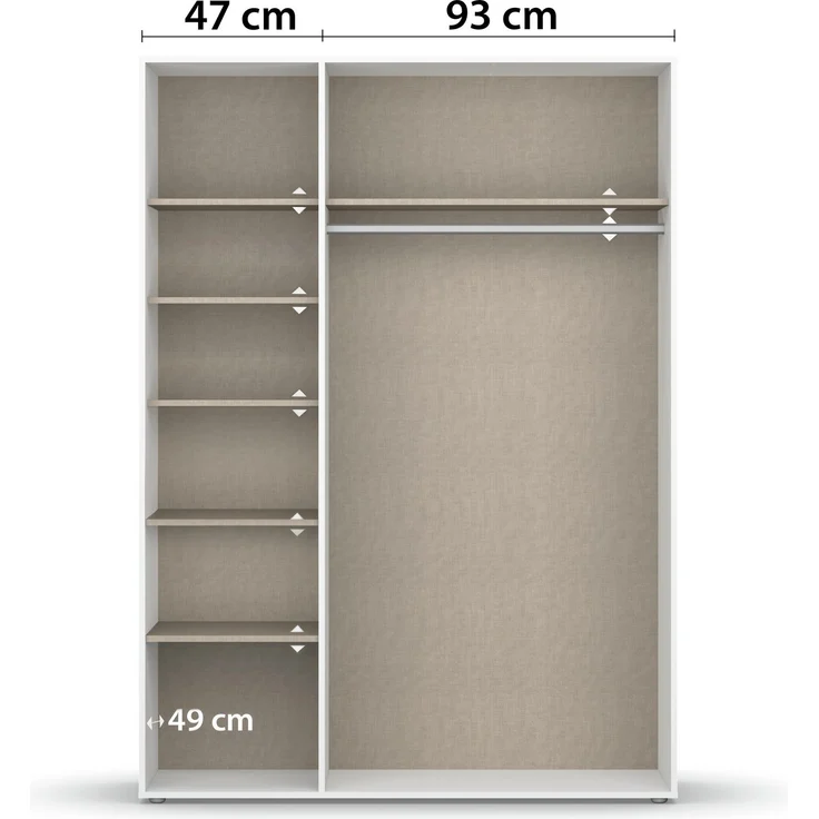 Rauch Möbel 'Voyager' Kleiderschrank, Holz, Grau Metallic, Zubehör Classic, Breite 140 cm | ohne Schubladen – Bild 8