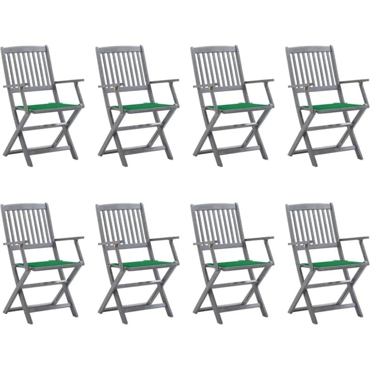 Klappbare Gartenstühle 8 Stk. mit Kissen Massivholz Akazie