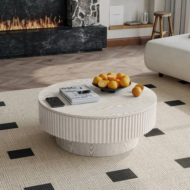 Celya Couchtisch Akzent-Teetisch rund 75 cm (Mit verstecktem Stauraum unter der Tischplatte, einzigartige Pilzform), idealen Ergänzung für Wohnzimmer, Schlafzimmer oder Büro