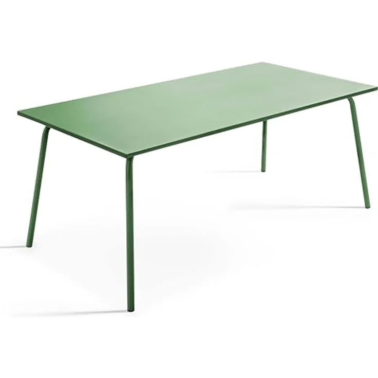 Oviala Gartentisch Palavas, Rechteckig, Dunkelgrün, Metall, 90x72x180 cm, für bis zu 8 Personen – Bild 1