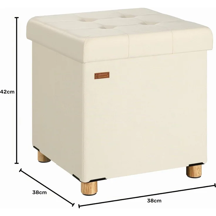 CASARIA® Sitzhocker mit Stauraum, Samt, beige – Bild 2