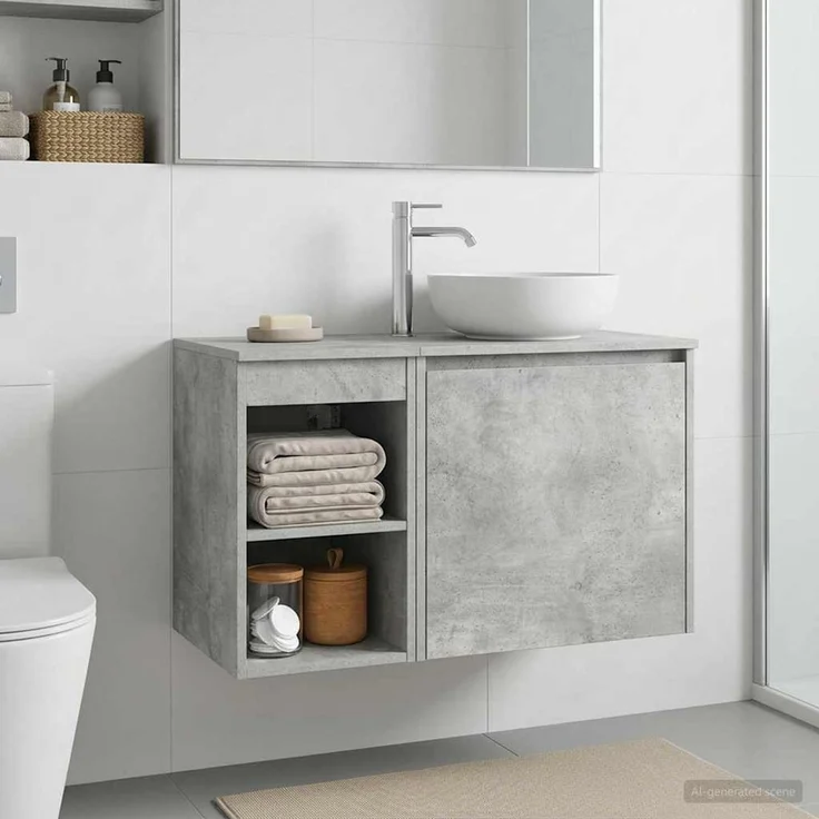 vidaXL Badezimmerschrank Betongrau 30 x 44,5 x 50 cm Holzwerkstoff 890353 – Bild 1
