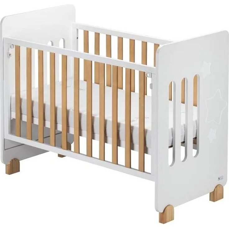 Interbaby CUNA15C Star Nature - Kinderbett mit Matratze, weiß, 19. 3 kg