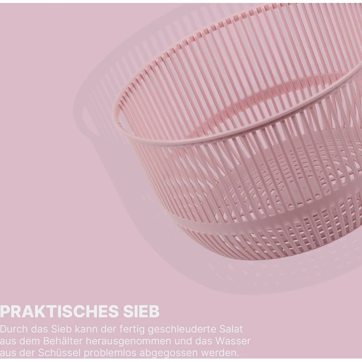 Salatschleuder 2,7 Liter Ø20cm / 4 Liter Ø25cm Rosa 4 Liter – Bild 4