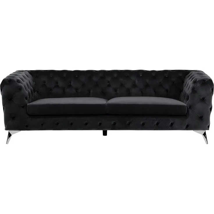 3-Sitzer Sofa Samtstoff schwarz SOTRA