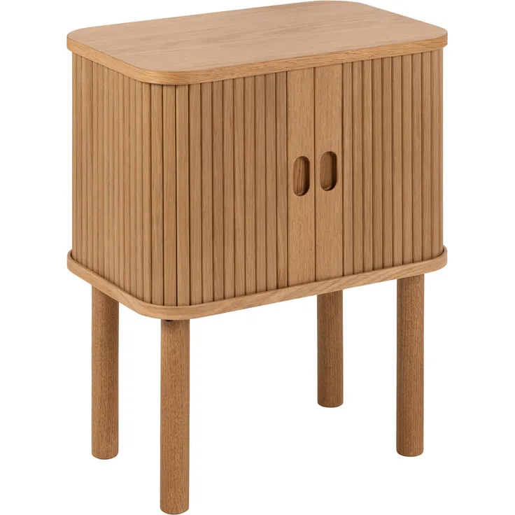 XXXL Nachtschrank Langley, Eichefarben, Beistelltisch mit Stauraum und Schiebetüren, 30x60x45 cm