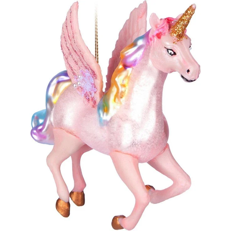 BRUBAKER Weihnachtsbaumkugel Fliegendes Einhorn - Weihnachtskugel aus Glas mit Regenbogen Mähne (1 St), Handbemalt - Lustiger Christbaumschmuck Figur mit Flügeln - Baumkugel – Bild 5